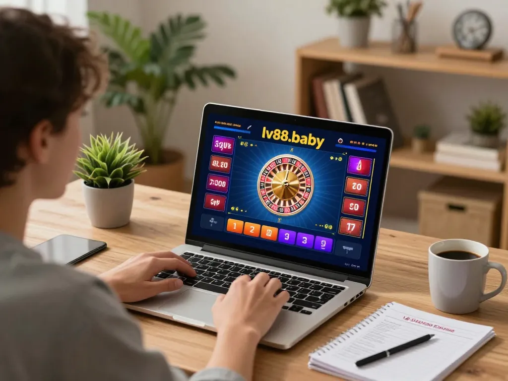 Engaging in online roulette gameplay at https://lv88.baby/ in a cozy home setting.