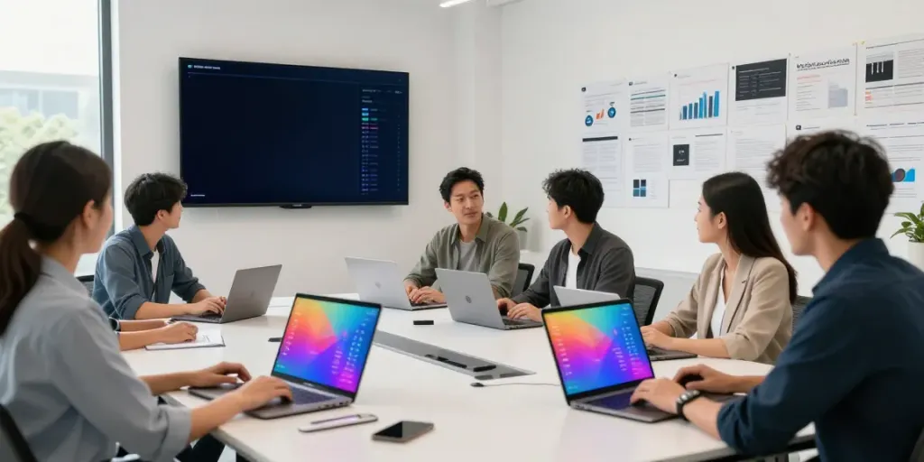 Campagnes d’influence YouTube avec technologies de marketing modernes et collaboration d'équipe.