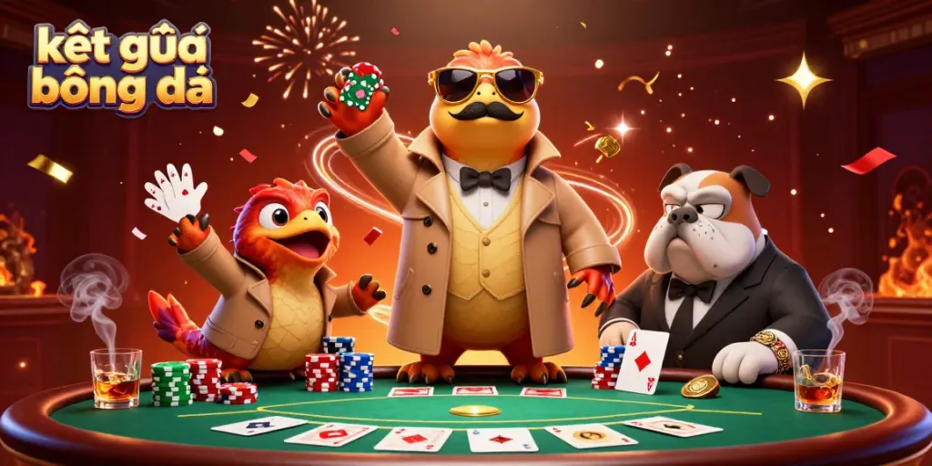 Experience live scores and updates with kết quả bóng đá in an engaging casino atmosphere featuring lively characters.