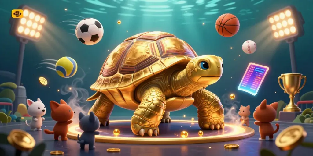 Engage with the xoso66 golden tortoise pinball machine surrounded by dynamic sports elements.