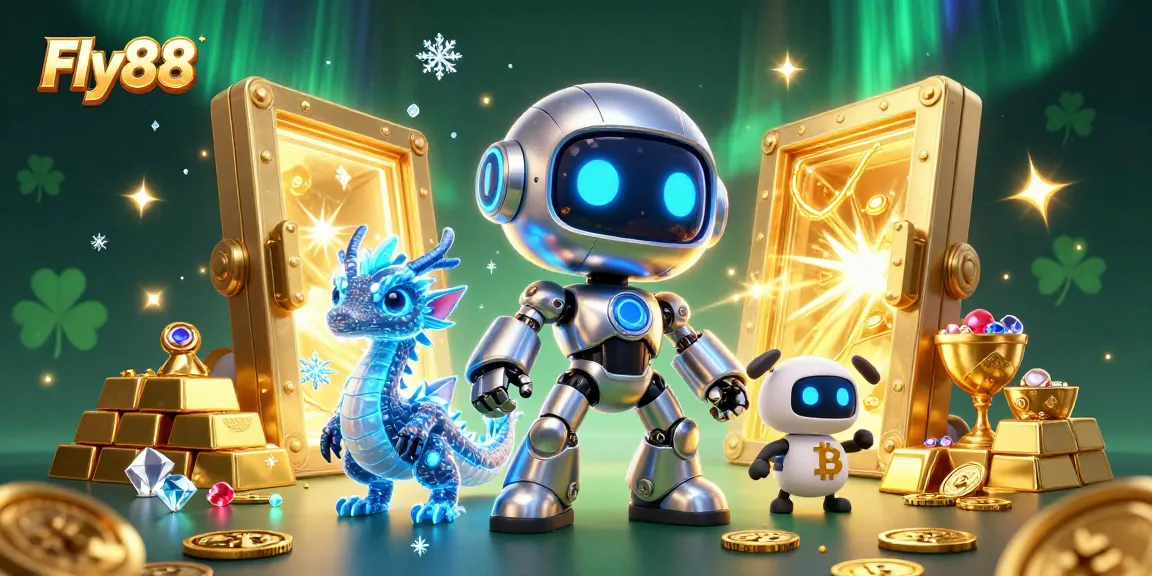 Engage in thrilling gaming adventures with Fly88's vibrant 3D casino scene featuring colorful characters.