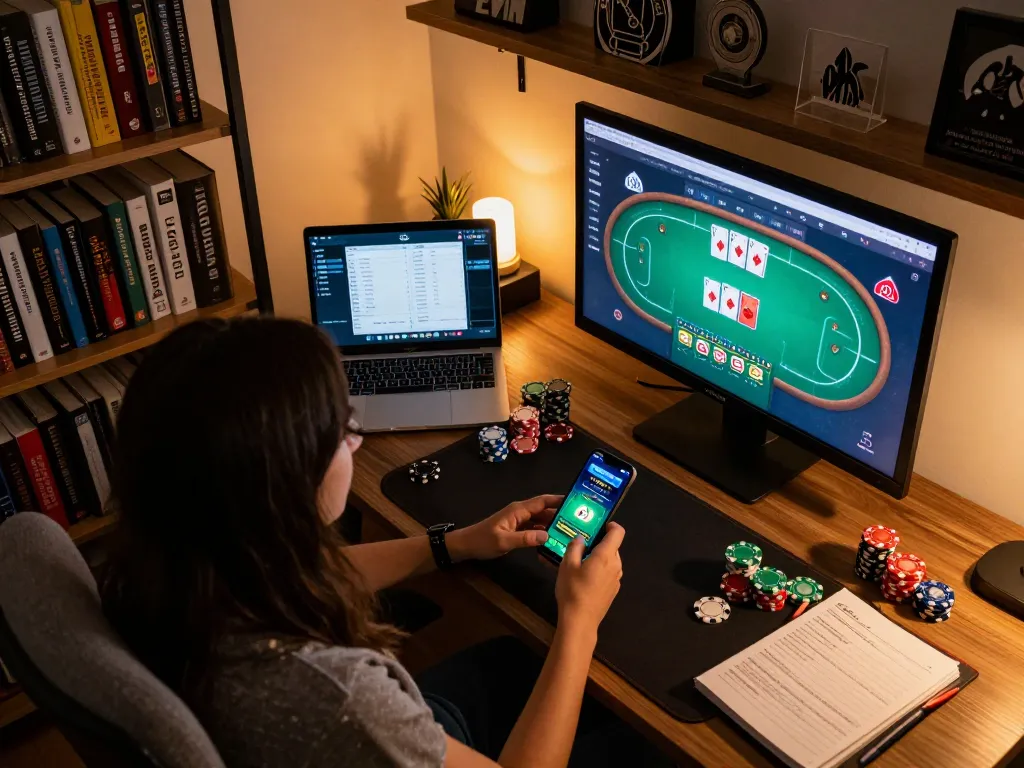 Engaged player strategizing in an online poker game with va88, displaying dynamic actions and colorful betting options.