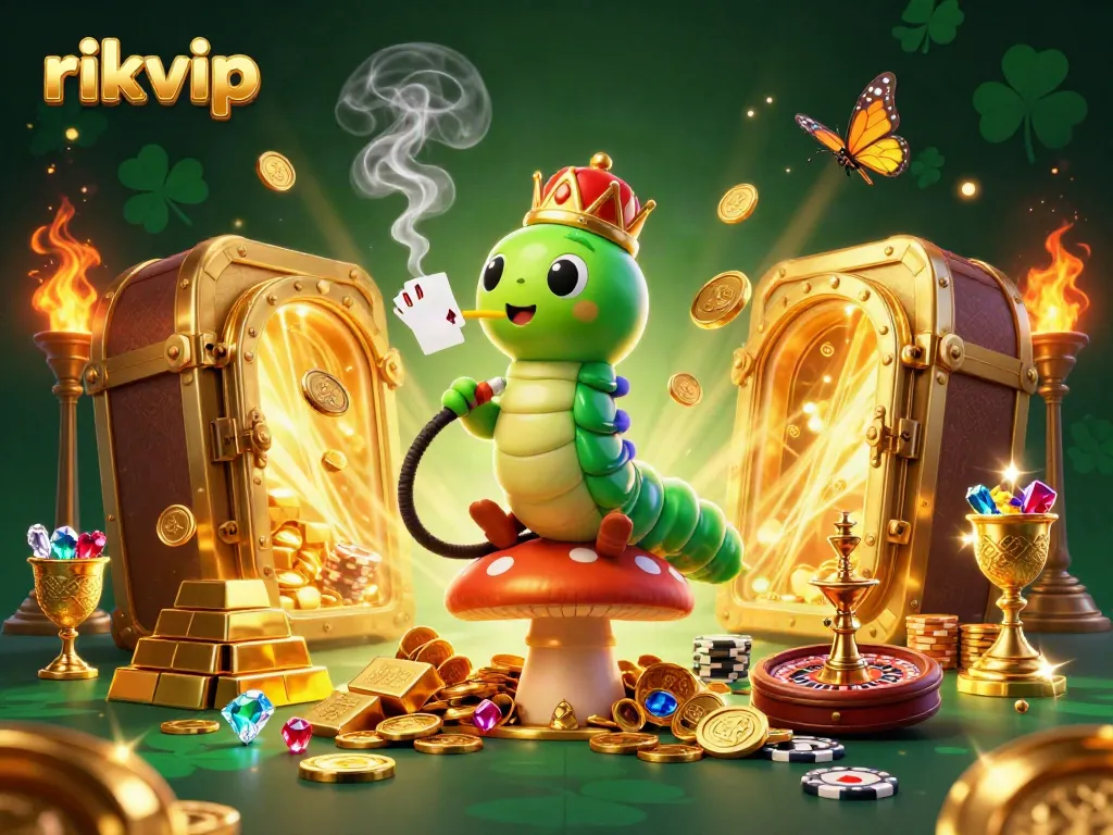 Experience thrilling games at rikvip with a vibrant 3D illustration showcasing an elaborate casino scene.