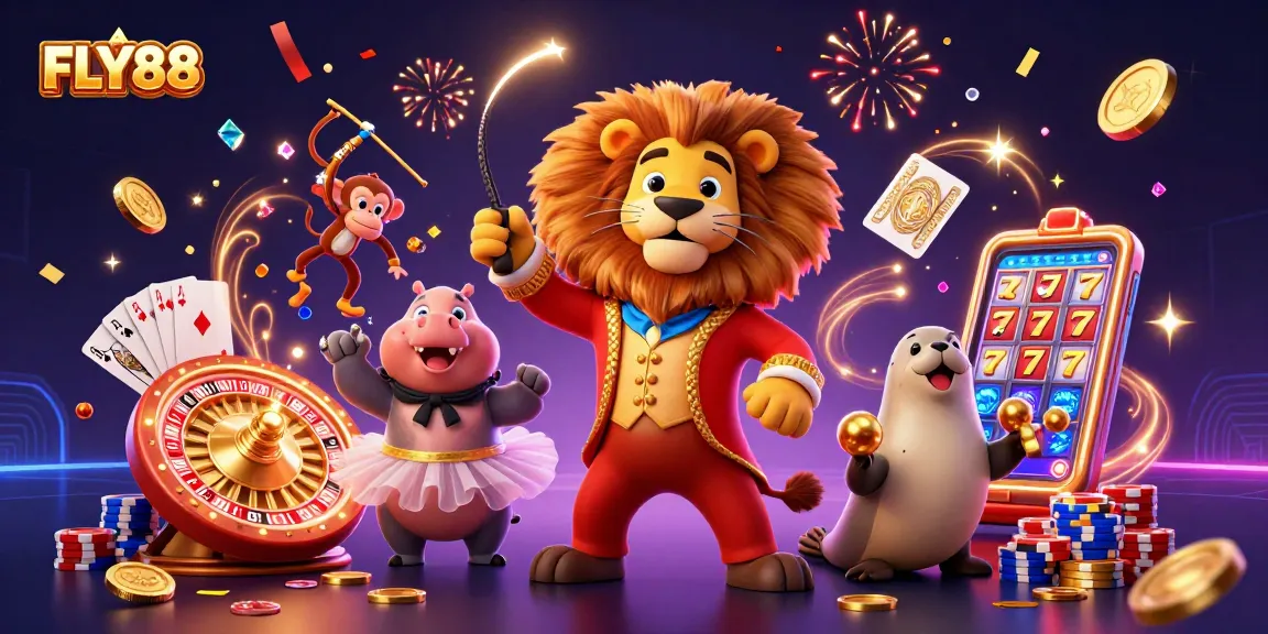 Experience vibrant FLY88 casino fun with animated characters and dazzling game elements.