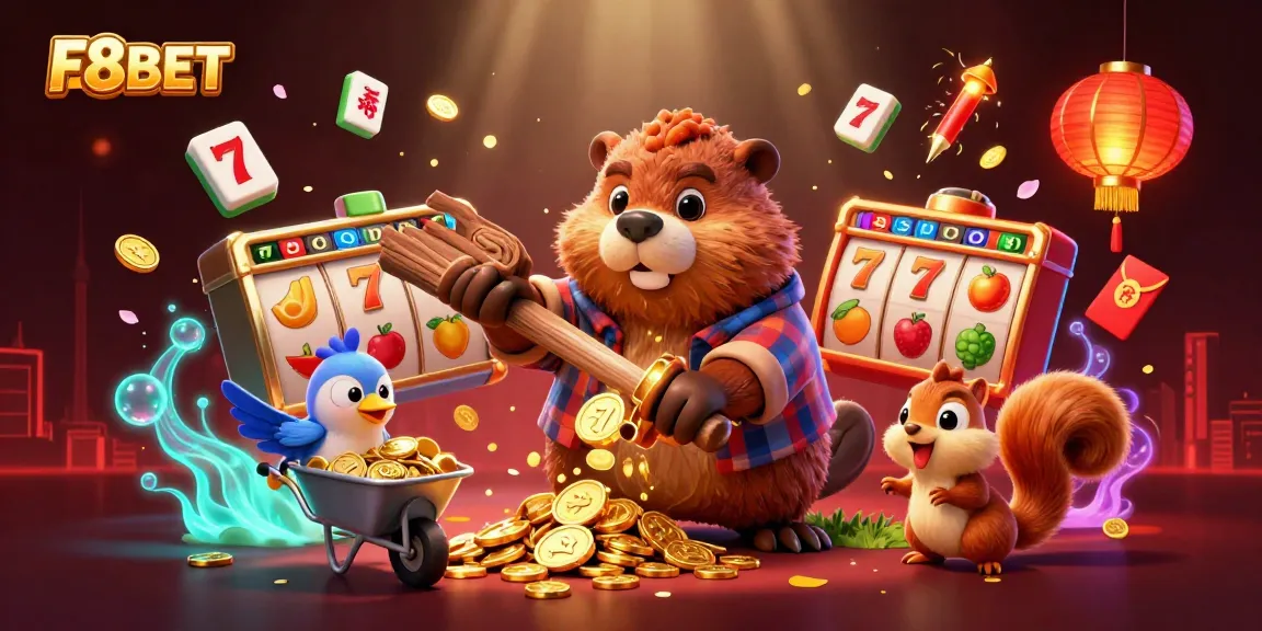 F8BET offers immersive casino experiences featuring dynamic characters, gold coins, and colorful game symbols.